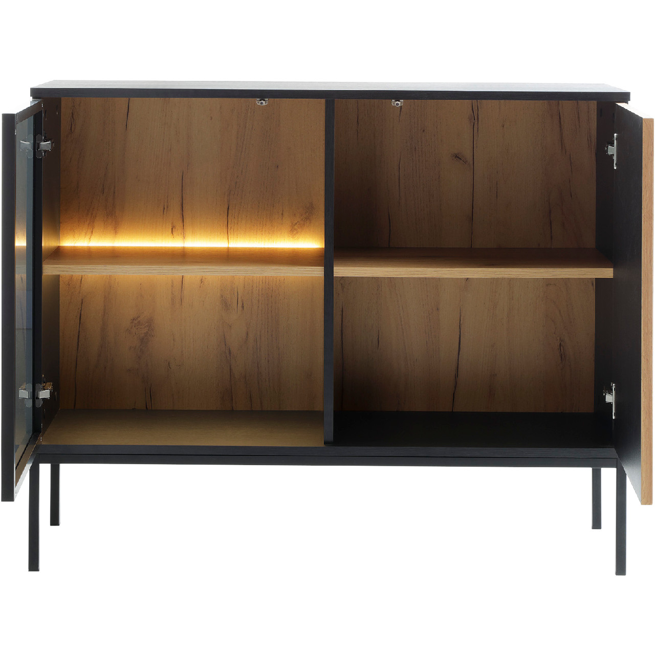 Storage cabinet SENTO 04 black / wotan oak