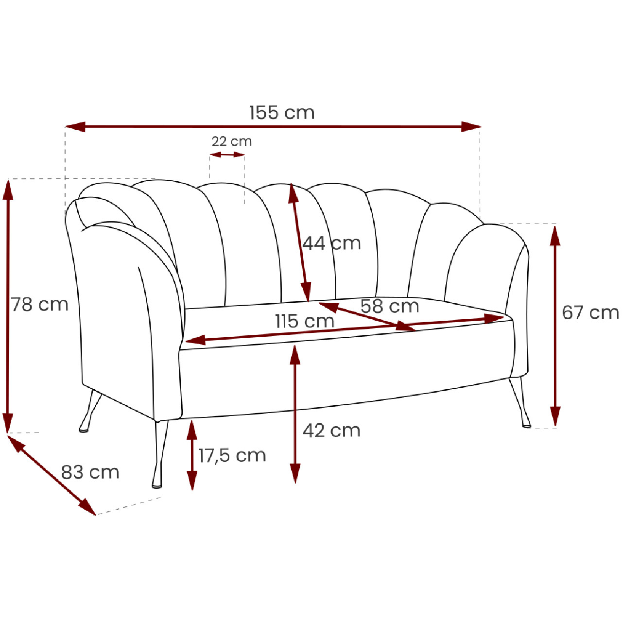 Sofa set 2+1 ADRIA eureka 2142 black