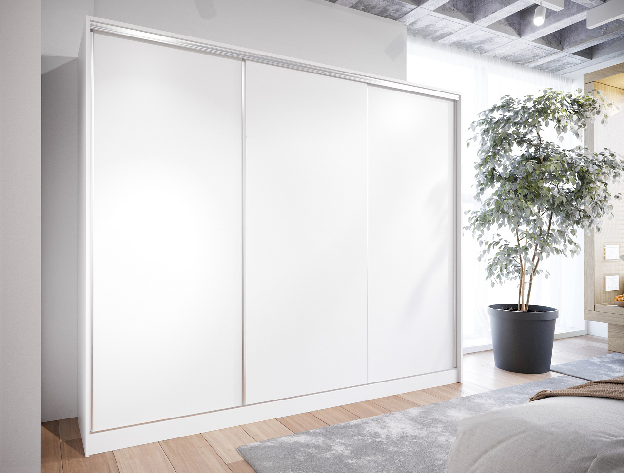 Sliding Wardrobe with Drawers BRITTO D 250 white