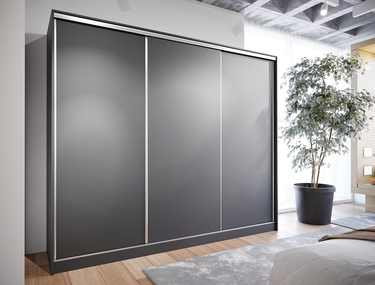 Sliding Wardrobe with Drawers BRITTO D 270 black