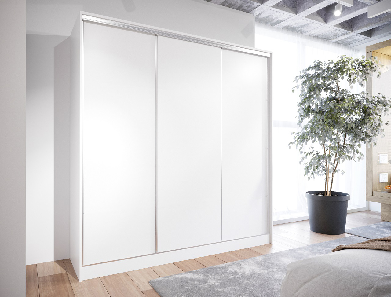 Sliding Wardrobe with Drawers BRITTO D 200 white