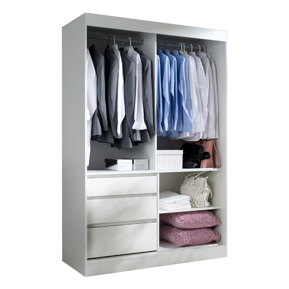 Sliding wardrobe HAITI 140 with drawers white