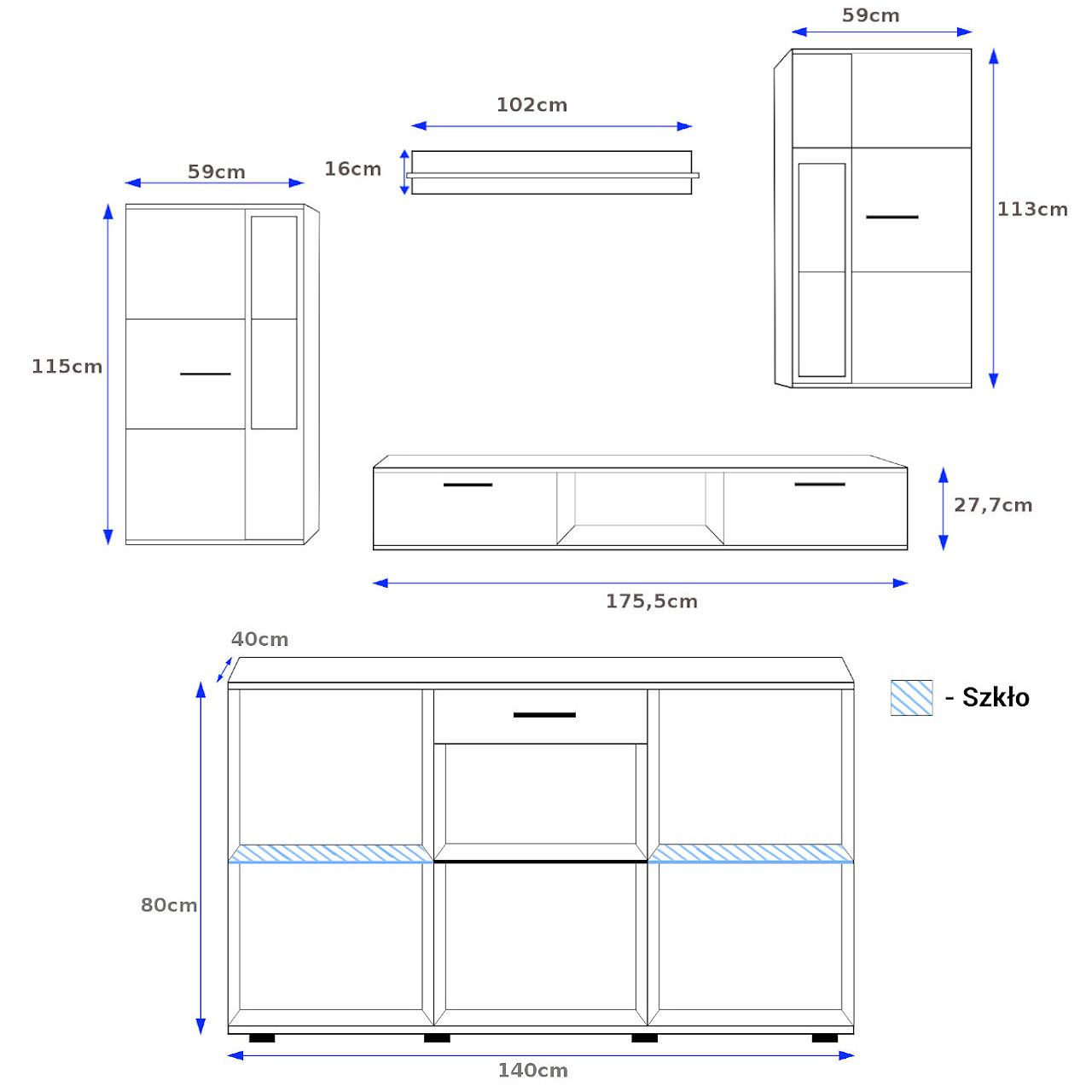 Entertainment unit with storage cabinet SALSA / TANGO white