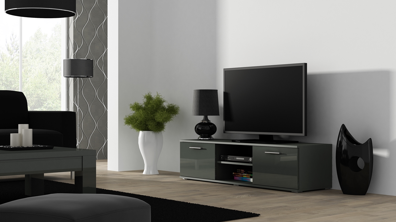 Gray and deals black tv stand