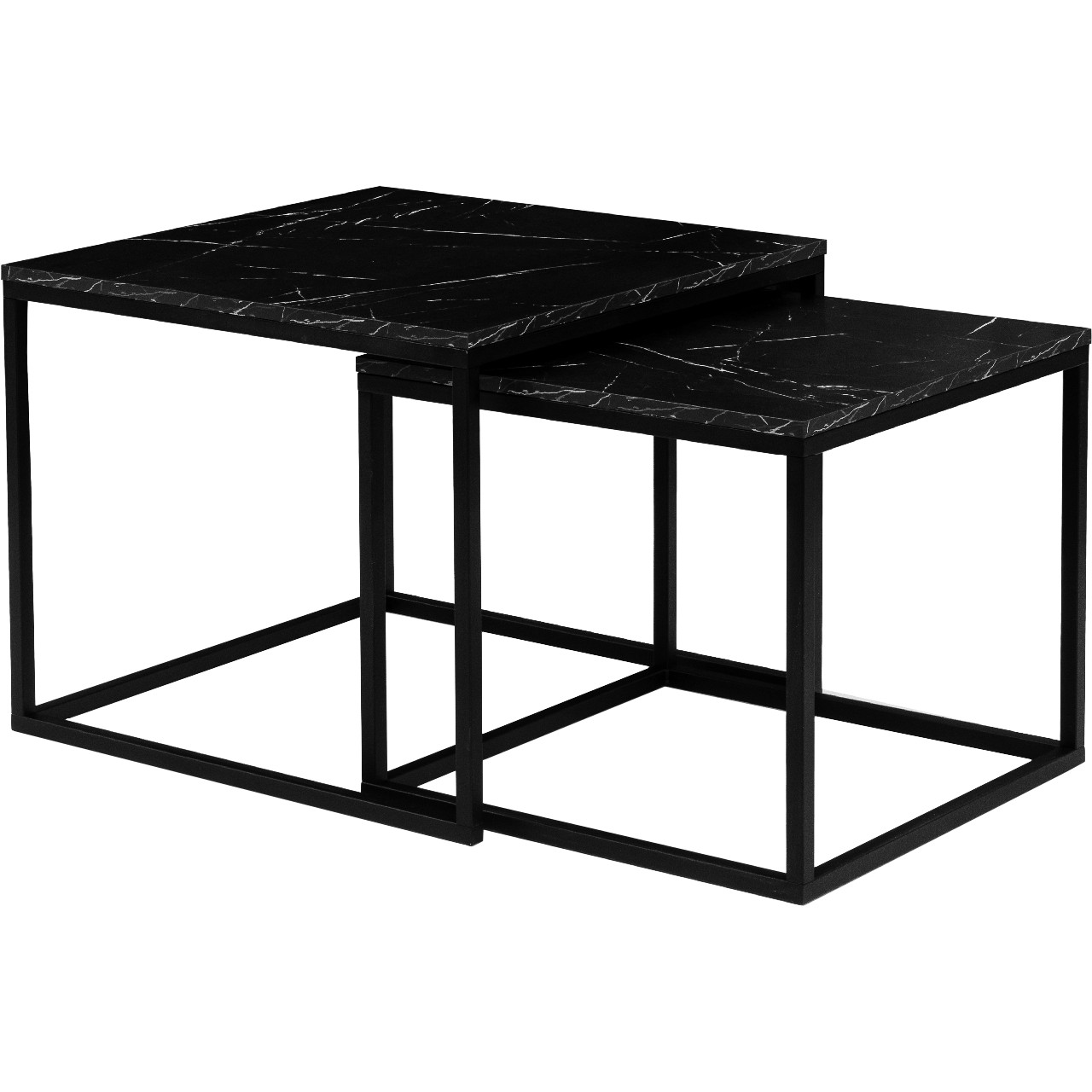 2 Piece Coffee Table Set VEROLI VR06 black / black marble
