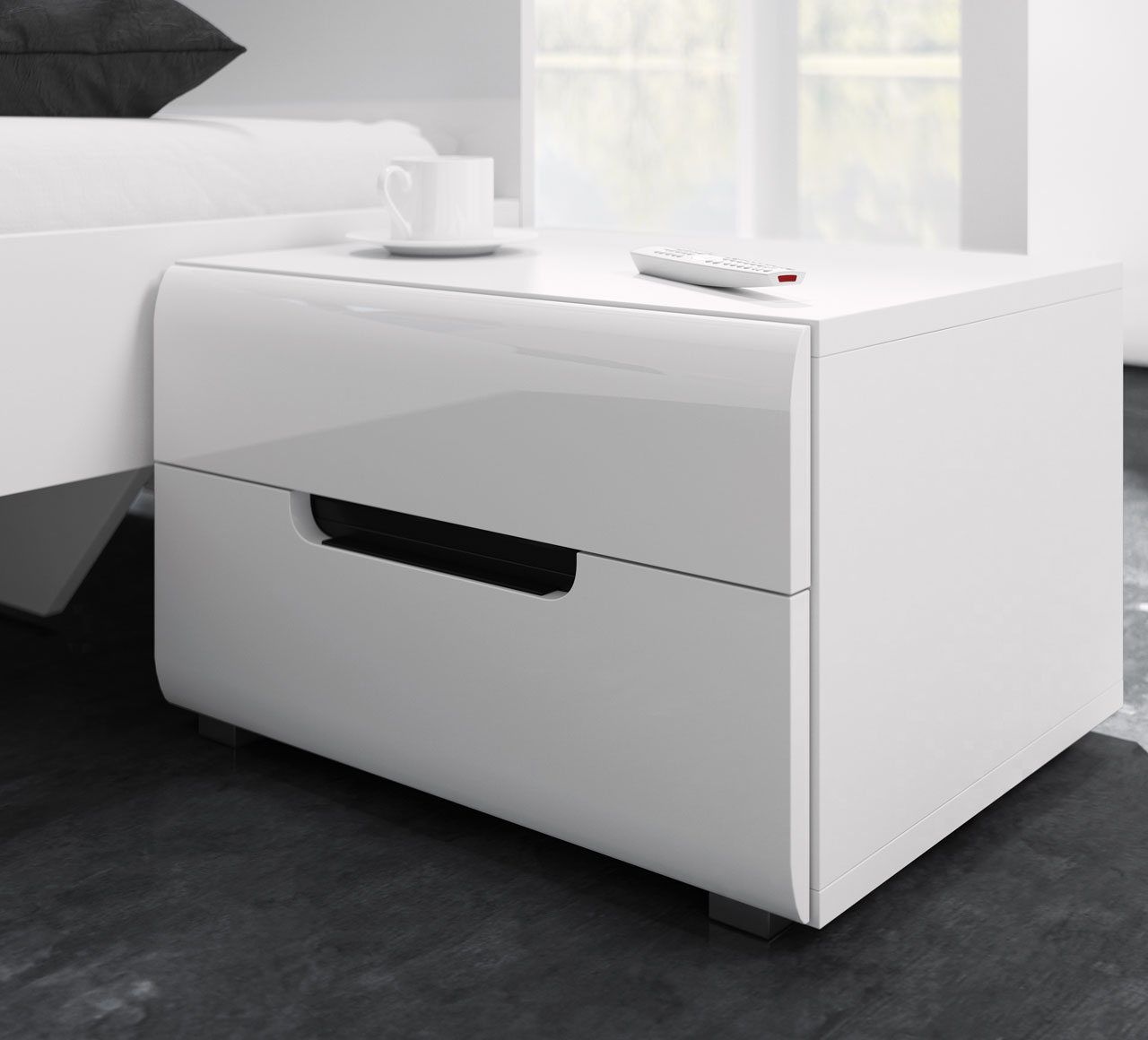 Small white high on sale gloss bedside table