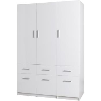 Wardrobe with drawers 136cm PARMA 04 alpine white / white gloss